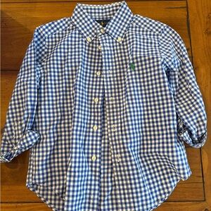 Ralph Lauren Blue and White Gingham Button-Down Shirt